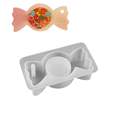 Round DIY Candy Pendant Silicone Molds, Quicksand Molds, Resin Casting Molds, for UV Resin, Epoxy Resin Craft Making, Round, 67x37x17mm
