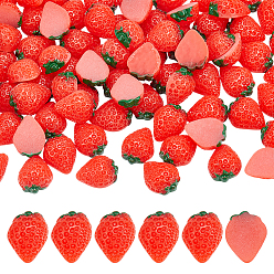 Красный 80шт. смоляные декодированные кабошоны, клубника, красные, 18.5x15x9 мм