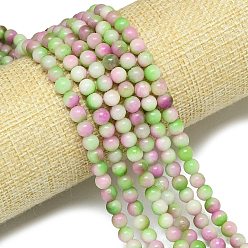 Бледно-Зеленый Натуральный Malaysia нефритовые бусы пряди, окрашенная и подогревом, круглые, бледно-зеленый, 6 мм, отверстие : 0.9~1 мм, около 60~62 шт / нитка, 15.08''~15.16'' (38.3~38.5 см)