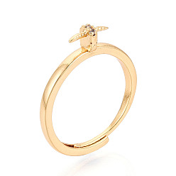 Настоящее золото 18K Латунные микрофибровые кубические цирконии чашки колец оправы, регулируемые настройки колец для полупросверленных бусин, без кадмия, без никеля и без свинца, реальный 18 k позолоченный, штифты : 0.9 мм, 4 мм, внутренний диаметр: 17 мм