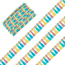 Разноцветный Красочная отделка бахромой из полиэстера с кисточками, украшение одежды, аксессуары для костюма, красочный, 7/8 дюйм (22 мм), около 50 ярдов (45.72 м) / карту