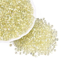 Pale Goldenrod Transparent Electroplate Glass Beads, Nuggets, AB Color Plated, Dyed, No Hole, Pale Goldenrod, 2~8x2~5x2~4mm, about 6428pcs/pound