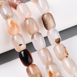 Персиковый Слойка Натуральный красный агат бисер нитей, баррель, розовые, 12.5~14x9.5~11 мм, отверстие : 0.7~0.9 мм, около 28 шт / нитка, 15.16~15.35'' (38.5~39 см)