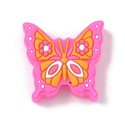 Ярко-Розовый Силиконовые фокусные шарики, бабочка, ярко-розовый, 26.5x27x8 мм, отверстие : 2 мм