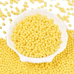 Желтый Непрозрачная выпечка окрашены стеклянные бусины, круглые, желтые, 4~4.5x3.5~4 мм, отверстие : 0.9~1 мм, Около 4500 шт / фунт