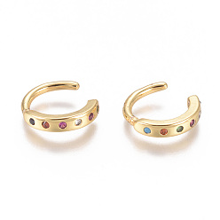 Разноцветный Серьги-манжеты с цирконом из позолоченной латуни, долговечный, красочный, 13x12x2 мм