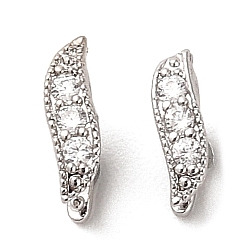 Платина Покрытие стойки латунь микро паве прозрачный кубический цирконий защелка на поручнях, долговечный, лист, платина, 11x3x8 мм, штифты : 1 мм