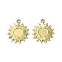 Настоящее золото 14K 304 Настройки кабошон из нержавеющей стали кулон, солнце, реальный 14 k позолоченный, лоток : 6 мм, 19x16x1.5 мм, отверстие : 1.4 мм