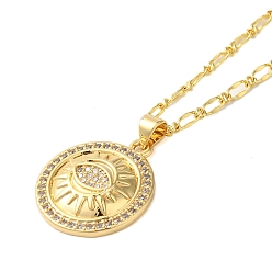 Eye Ожерелья с подвеской из латуни с микропаве и прозрачным кубическим цирконием для женщин, реальный 18 k позолоченный, глаз, 17.32 дюйм (44 см)