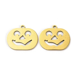 Golden 201 Stainless Steel Pendants, Pumpkin Charm, Golden, 15.5x18.5x1mm, Hole: 1.4mm