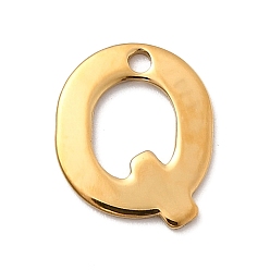 Letter Q 304 прелести нержавеющей стали, письмо амулеты, ионное покрытие (ip), реальный 18 k позолоченный, Буква Q, 11.5x9.5x1 мм, отверстие : 1.2 мм