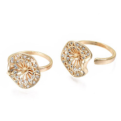 Настоящее золото 18K Латунь микропейв прозрачный кубический цирконий колышек поручни манжеты настройки кольца пальца, для полуразрушенной бусины, без никеля , реальный 18 k позолоченный, размер США 6 3/4 (17.1 мм), штифт: 0.7 мм (для наполовину просверленного валика)