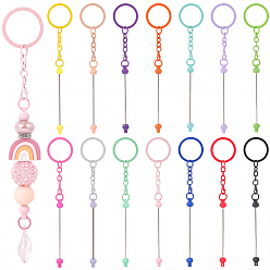 (52) Непрозрачная лаванда 28 шт. 14 брелоки-подвески из сплава и пластика разных цветов, брелок для ключей с бусинами, разноцветные, 155 мм, 2 шт / цвет