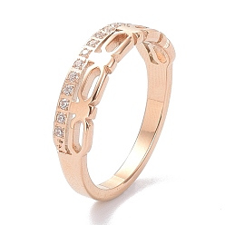 Розовое Золото Ионное покрытие (ip) 304 перстни из нержавеющей стали, с кристально горный хрусталь, розовое золото , размер США 6~9 (16.5~18.9 мм)