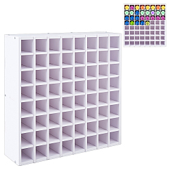 Белый 64 сетки ПВХ пигмент держатели стеллажи для демонстрации, прямоугольные, белые, 33x8.9x33 см