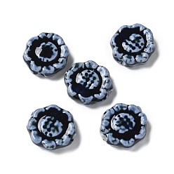 Темно-Синий Фарфоровые бусины ручной работы, подсолнечник, темно-синий, 17~18x6.5 мм, отверстие : 2 мм