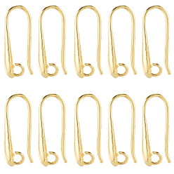 Настоящее золото 18K 20 пары стоек с покрытием из латуни крючки для сережек, без кадмия и без свинца, долговечный, реальный 18 k позолоченный, 18x4 мм, отверстие : 1.6 мм, штифты : 0.6 мм