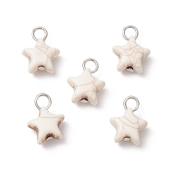 Платина Хрустящие непрозрачные акриловые подвески, звезды прелести, платина, 14.5x11.5x7 мм, отверстие : 3.5 мм