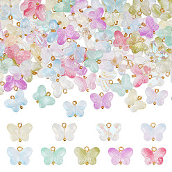 (52) Непрозрачная лаванда 108 шт 9 цвета прозрачные стеклянные подвески, бабочка, с петлей из золотистой латуни с шарообразными головками, разноцветные, 10 мм, отверстие : 1.6 мм, 12 шт / цвет