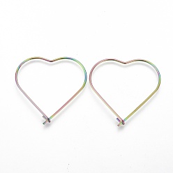 Rainbow Color Ионное покрытие (ip) 304 детали обруча из нержавеющей стали, бокал шарма кольца, Радуга цветов, 25x25x0.6 мм, штифты : 0.6 мм