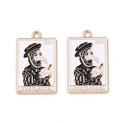 Черный Подвески из эмали и сплава, золотой свет, стиль таро, прямоугольник с подвеской в виде вороны чумного доктора, чёрные, 26.5x16.5x1.5 мм, отверстие : 2 мм