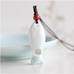 Белый Фарфоровые подвески в виде рыбок и свистков с регулируемым вощеным шнурком., белые, 17.72~31.50 дюйм (45~80 см)