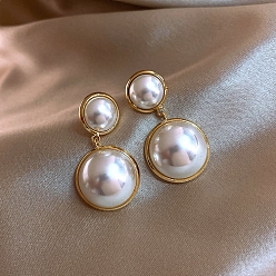 Round Imitation Pearl Dangle Earrings for Women, Round, 24x10mm