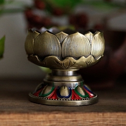 Античная Бронза Подсвечники из сплава, лотос, античная бронза, 5.1x4.5x4.25 см