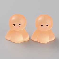 Легкий Лосось Светящиеся кукольные украшения из смолы, светится в темноте, украшение микропейзажа, светлый померанцевый, 9x13.5~14x16~16.5 мм