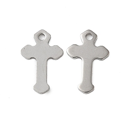 Нержавеющая Сталь Цвет 201 подвески из нержавеющей стали, крест прелести, цвет нержавеющей стали, 12.5x8x0.5 мм, отверстие : 1 мм