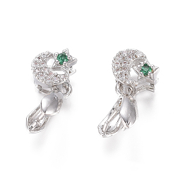 Платина Латунь микро проложить кубический цирконий, долговечный, луна, платина, Луна: 6x7.5x5 мм, отверстие: 2.5x3 мм, щепотку поручителей: 7.5x3 мм, штифт: 2 мм