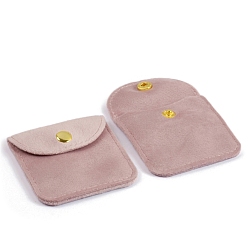 Фламинго Бархатные мешочки для хранения украшений с кнопкой, для сережек, Кольца, , прямоугольные, фламинго, 9x12.5 см