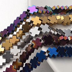 (52) Непрозрачная лаванда Гальванизировать немагнитных синтетический гематит нитей бисера, крестик, разноцветные, 10x10x4 мм, отверстие : 1 мм, около 45 шт / нитка, 15.7 дюйм