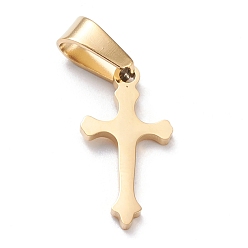 Golden Ion Plating(IP) 304 Stainless Steel Pendants, Cross, Laser Cut, Golden, 19x10x1.5mm, Hole: 3.5x7mm