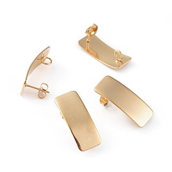 Золотой 201 Выводы серьги из нержавеющей стали шпилька, с ушными гайками / серьгами и петлей, долговечный, прямоугольные, золотые, 26x10 мм, отверстие : 3 мм, штифты : 0.8 мм