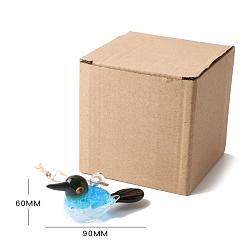 Темно-Голубой Стекло подвесные украшения, с джутовой веревкой, птица, глубокое синее небо, Кулон : 60x90 мм