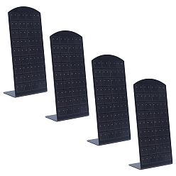 Черный Акриловая рамка дисплея серьги, прямоугольник, 72-луночное, чёрные, 46x88x90 мм, отверстие : 0.5 мм