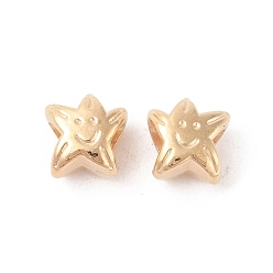 Золотой CCB пластиковые шарики, звезды с улыбкой, золотые, 10x11x7 мм, отверстие : 4.5 мм