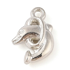 Platinum CCB Plastic Pendants, Dolphin, Platinum, 17.5x11.5x4mm, Hole: 2mm