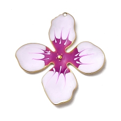 Фиолетовый 304 нержавеющей стальной эмали подвески, , ионное покрытие (ip), реальный 18 k позолоченный, фиолетовые, 44.5x42x2.5 мм, отверстие : 1 мм