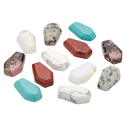 Mixed Stone 12Pcs 6 Style Natural & Synthetic Gemstone Cabochons, Hexagon, 30x19x6~8mm, 2pcs/style
