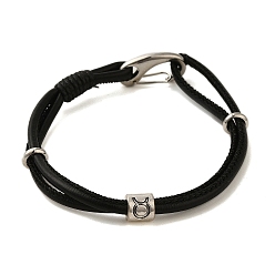 Телец Многопрядные браслеты из искусственной кожи с круглым шнуром, браслеты из сплава созвездия для женщин и мужчин, Телец, 8-1/4 дюйм (20.9 см)