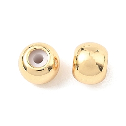 Real 18K Gold Plated SHEGRACE Brass Beads, Round, with Rubber Inside, Cadmium Free & Nickel Free & Lead Free, Real 18K Gold Plated, 5x6mm, Hole: 1.5mm