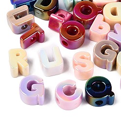 (52) Непрозрачная лаванда УФ-покрытие непрозрачные акриловые европейские бусины, бусины с большим отверстием, радужный, алфавит, разноцветные, 6~23x19.5~20.5x13~14 мм, отверстие : 5.5~6 мм, Около 179 шт / 500 г