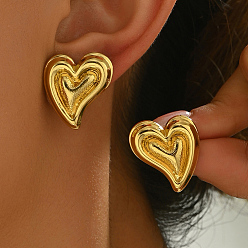 Золотой Стильные серьги-гвоздики в форме сердца из нержавеющей стали, золотые, 201 мм