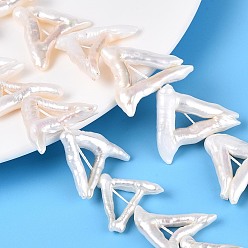 Морская Ракушка Натуральный жемчуг в стиле барокко кеши, зарождающаяся жемчужина, треугольные, цвет морской раковины, 17~37x16~32x4.5~8 мм, отверстие : 0.6 мм, около 17~19 шт / нитка, 14.96~15.55 дюйм (38~39.5 см)