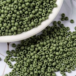 (RR2318) Matte Opaque Olive Миюки круглые бусины рокайль, японский бисер, 8/0, (rr2318) матовый непрозрачный оливковый, 3 мм, отверстие : 1 мм, Около 2111~2277 шт / 50 г