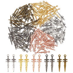 (52) Непрозрачная лаванда 150 шт 5 цвета подвески из сплава, форма меча, разноцветные, 30.5x9x3 мм, отверстие : 1.8 мм, 30 шт / цвет