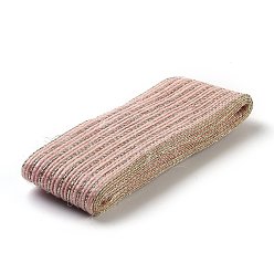 Pink Flat Burlap Ribbon, Silk Hessian Ribbon, for DIY Gift Wrap, Christmas Tree Decoration, Wedding Party, Pink, 1-1/2 inch(38mm)~1-5/8 inch(40mm), 2m/bundle(2.18yards/bundle)