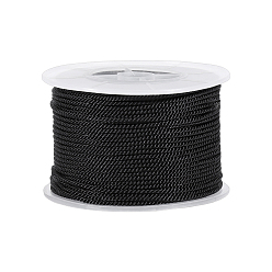 Noir Cordon milan en polyamide, cordon torsadé, ronde, pour création de noeud chinois, noir, 2mm, environ 54.68 yards (50m)/rouleau